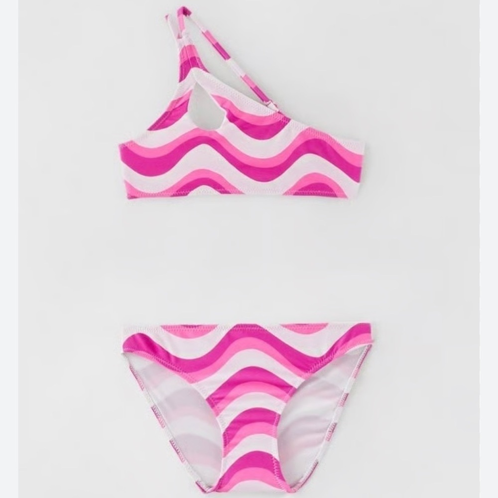 Zara Girls Bikini Size 13-14 Pink White Swimsuit